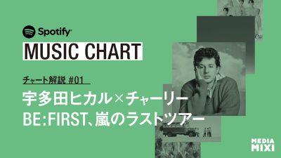 【Spotify日本週間チャート】チャーリー・プース×宇多田ヒカルのコラボ曲が初登場、春の訪れとともに圏外曲が再浮上 / 1位は3週連続で嵐の新曲「Five」〜集計：2026年3/13～3/19