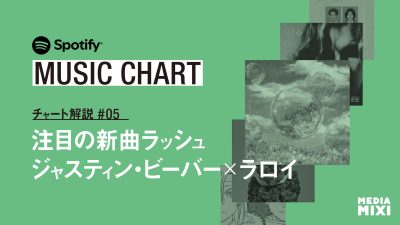 【Spotify日本週間チャート】新曲ラッシュ、今週発表の8曲がチャートイン / Mrs. GREEN APPLE「風と町」が28位に新登場、ジャスティン・ビーバーとザ・キッド・ラロイのコラボ曲「STAY」（181位・39万再生）が圏外再登場〜集計期間：2026年4/10〜4/16