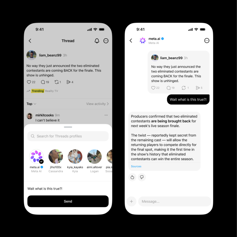 Threads、Meta AIとDMで対話できる機能をローンチ
