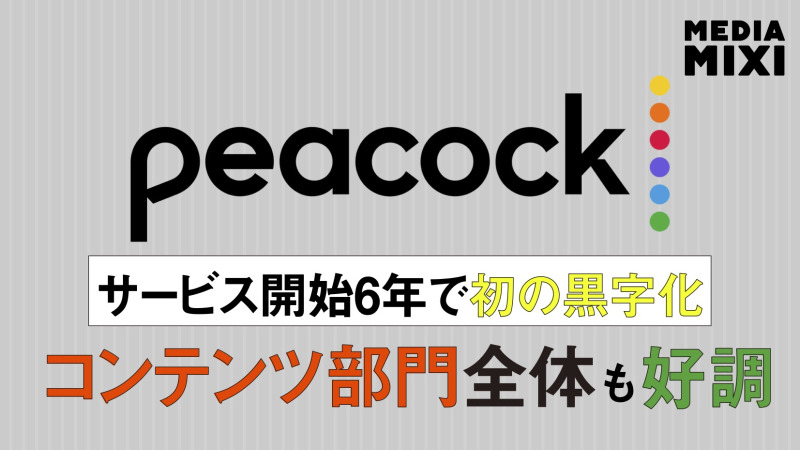NBCユニバーサルの動画配信「Peacock」、初の黒字達成
