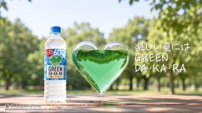 テレビ朝日、サントリー「GREEN DA・KA・RA」とコラボした同局初のフルAI映像CMを放送