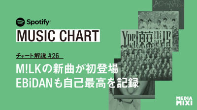【Spotify日本週間チャート】M!LK「時空超えてユニバース」が28位に初登場 / ミセス「Brand New」が9週連続首位〜集計期間：2026年9/4〜9/10